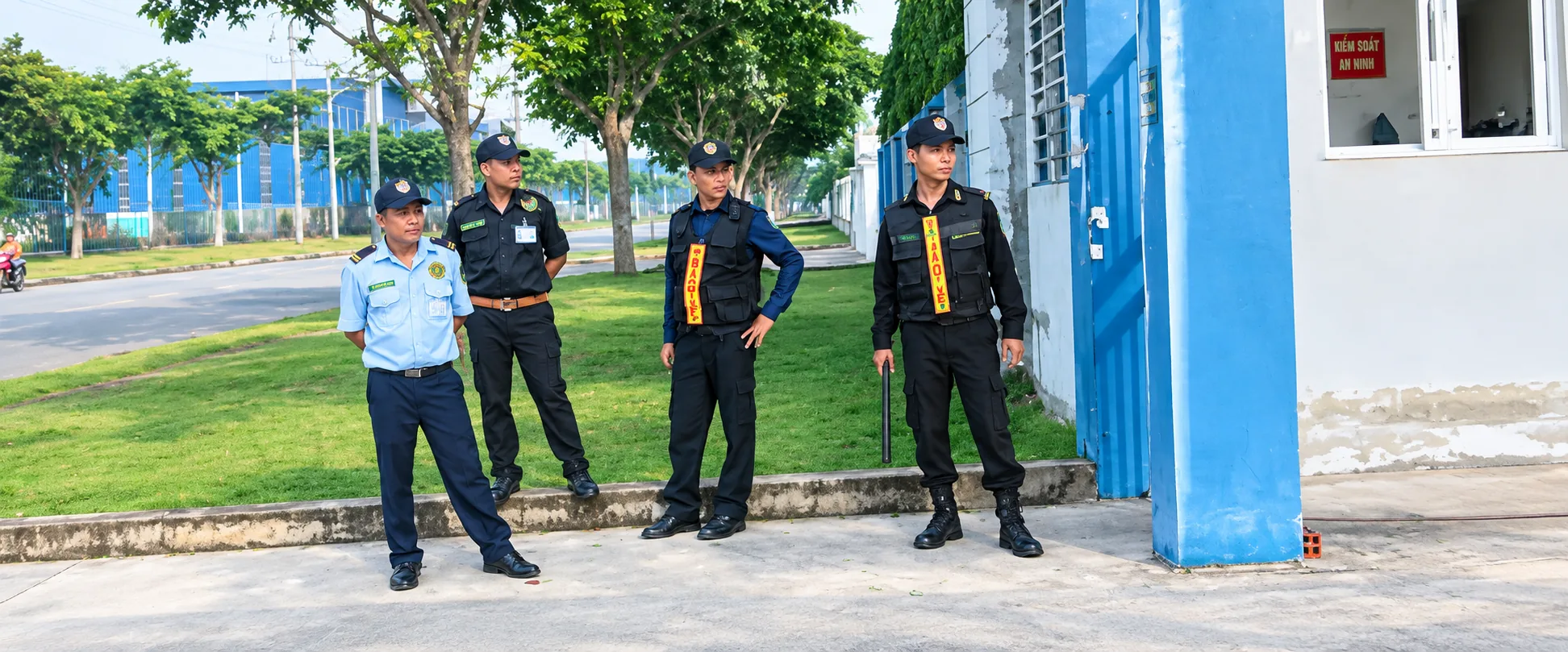 Bảo vệ trực gác cổng nhà máy